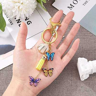 24Pcs 6 Colors Printed Alloy Pendants ENAM-SZ0002-13-1