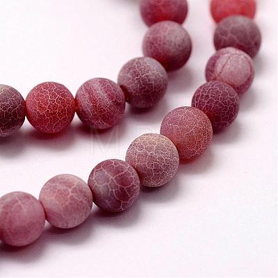 Frosted Natural Weathered Agate Beads Strands G-F367-8mm-04-1