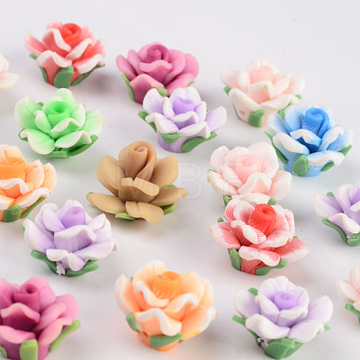 Mixed Handmade Polymer Clay Flower Beads X-CLAY-Q191-M06-1