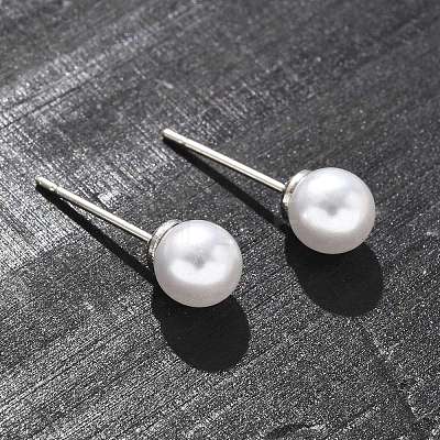 Brass ABS Imitation Pearl Stud Earrings EJEW-B132-01A-P-1