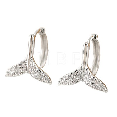 Brass Clear Cubic Zirconia Fishtail Hoop Earrings WGDD127-02-1