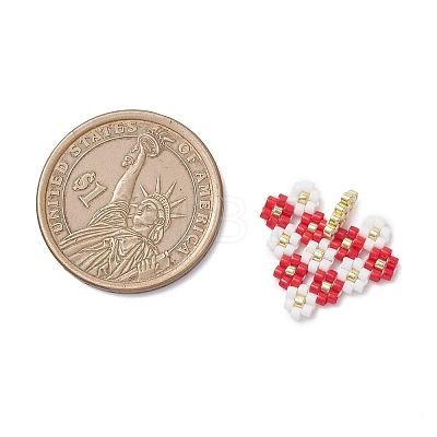 MIYUKI Glass Seed Beaded Heart with Flower Pendants PALLOY-MZ01113-01-1