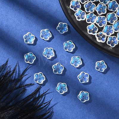 35Pcs Transparent Spray Painted Glass Beads GLAA-YW0001-75A-1