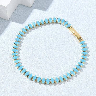 Synthetic Turquoise Tennis Bracelets KK-CBA964F-01G-01-1