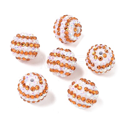 Striped Resin Rhinestone Beads OACR-A037-01F-1