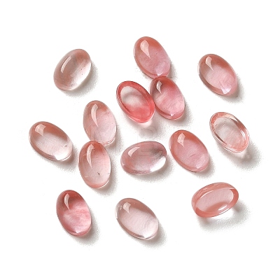 Synthetic Cherry Quartz Glass Cabochons G-F605E-14A-1