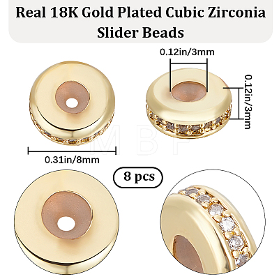 8Pcs Brass Micro Pave Grade AAA Cubic Zirconia Slider Beads KK-BBC0008-86-1