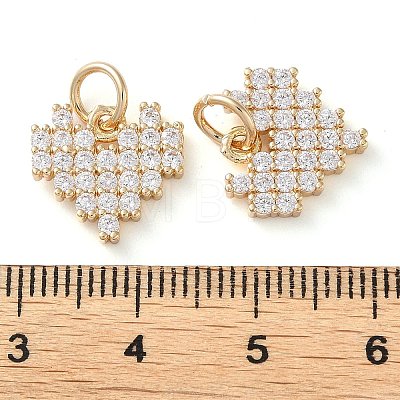 Rack Plating Brass Micro Pave Clear Cubic Zirconia Charms KK-D097-01G-1