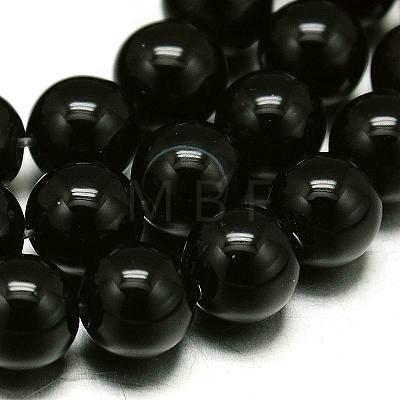 Natural Black Onyx Round Beads Strand G-L087-12mm-01-1