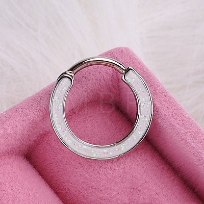 316L Stainless Steel Micro Pave Cubic Zirconia Hoop Nose Rings WG5D603-08-1