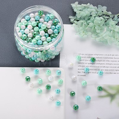 400Pcs 4 Colors Opaque Acrylic Beads MACR-SZ0001-79B-1