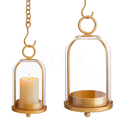 Iron with Glass Shade Candle Holders AJEW-WH0609-968-1