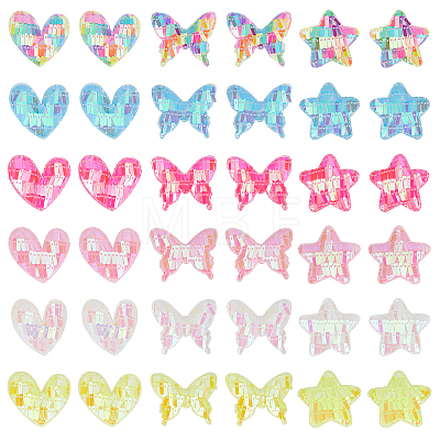 72Pcs 18 Style Fabric & Sequin Ornament  Accessories DIY-AR0002-23-1