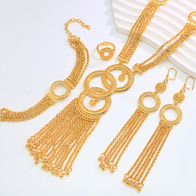 Luxury Alloy Ring Tassel Bracelets & Earrings & Necklaces & Rings Sets for women CI2534-1