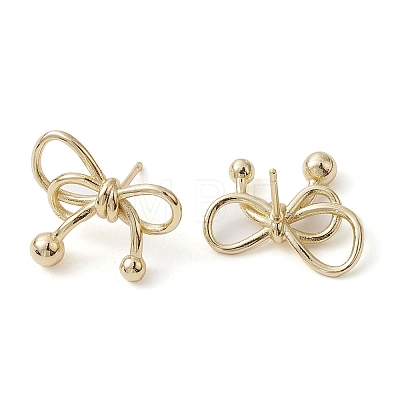 Bowknot Brass Stud Earrings EJEW-M245-14G-1