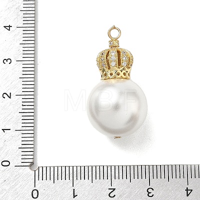 Brass Micro Pave Clear Cubic Zirconia and Creamy White Imitation Pearl Pendants KK-A300-13B-G-1