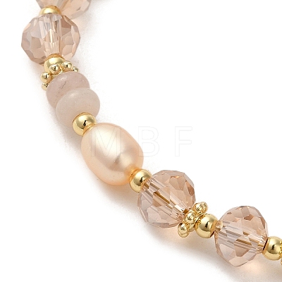 Natural Pearl & Pink Aventurine Beaded Bracelets BJEW-C051-40G-1