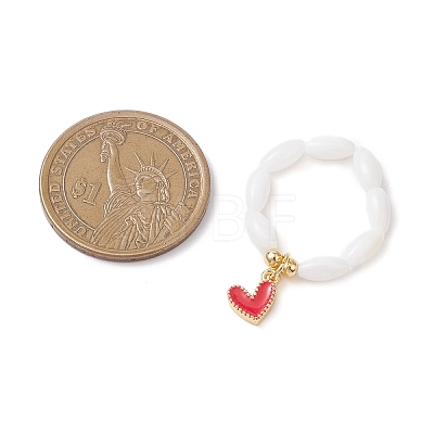 Natural Shell with Brass Enamel Pendant Finger Rings for Couples RJEW-TA00230-1