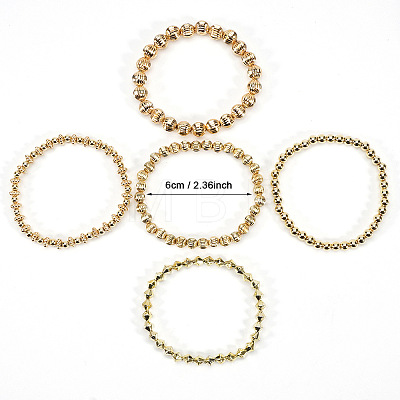 Glass & CCB Plastic Beaded Stretch Bracelets Set FS-WG21267-03-1