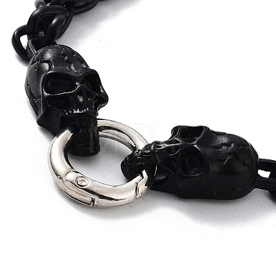 Alloy Rope Chains Bracelets with Skull Head for Women Men BJEW-L684-004EBP-1