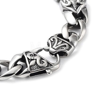 304 Stainless Steel Cuban Link Chains Bracelets for Men & Women BJEW-D031-08AS-1