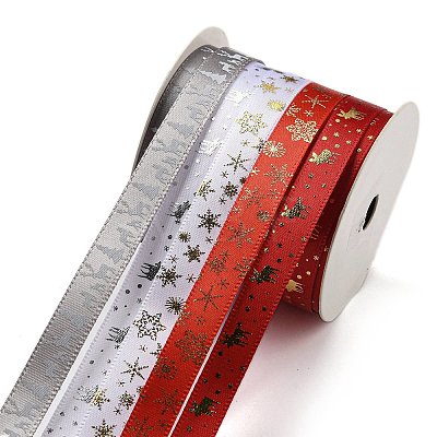 10M  5 Colors Hot Stamping Christmas Polyester Ribbons Set OCOR-Q026-02-1