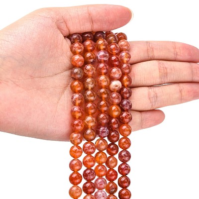 Natural Fire Crackle Agate Beads Strands G-G212-8mm-10-1