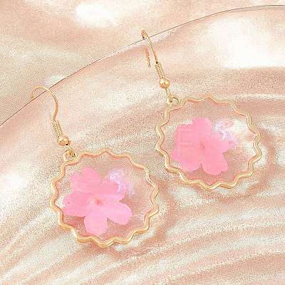 Alloy & Dried Flower Dangle Earrings AL-Z001-03G-1