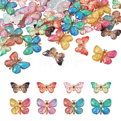 48Pcs 8 Styles Translucent Resin Pendants FIND-SW0001-27-1