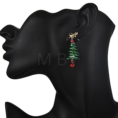 Aluminum Glass Dangle Stud Earrings EJEW-JE06581-1