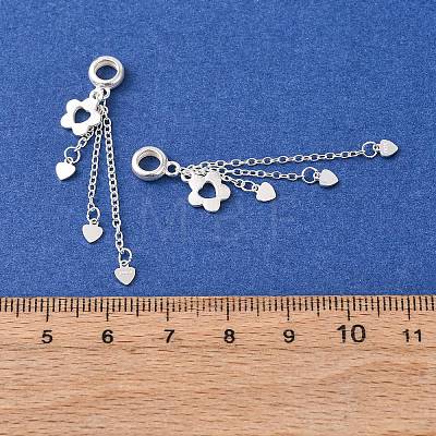 925 Sterling Silver Flower with Heart Tassel European Dangle Charms STER-K187-01S-1