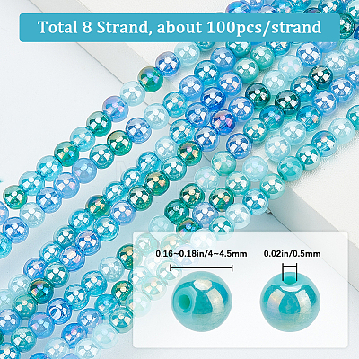 Beebeecraft 8 Strands Transperant Electroplate Glass Beads Strands GLAA-BBC0001-04D-1