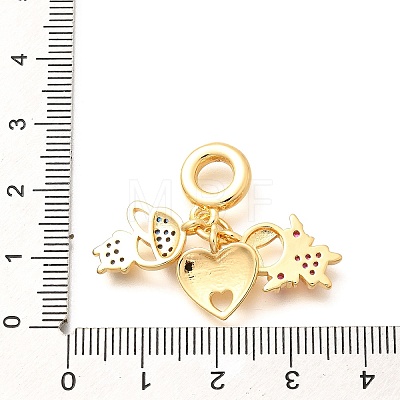 Brass Cubic Zirconia Boy & Heart & Girl European Dangle Charms KK-U048-24G-1