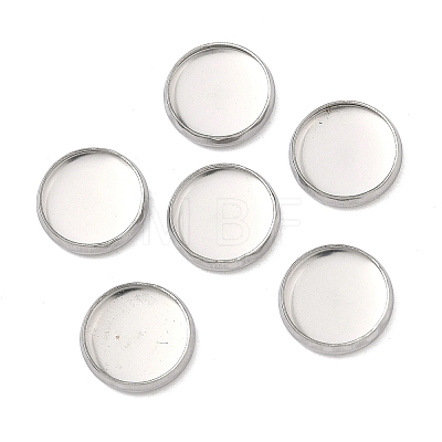 Non-Tarnish Flat Round 304 Stainless Steel Plain Edge Bezel Cups X-STAS-S028-28-1
