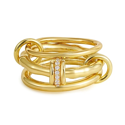 Brass Micro Pave Cubic Zirconia Finger Rings FS-WG6545E-03-1