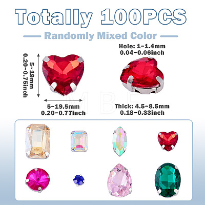 100Pcs Glass Sew on Rhinestones GLAA-TA0004-45-1