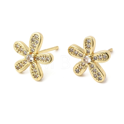Valentine's Day Brass Micro Pave Clear Cubic Zirconia Stud Earrings EJEW-C186-22G-01-1