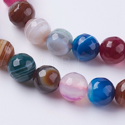 Natural Striped Agate/Banded Agate Beads Strands G-G581-8mm-17-1
