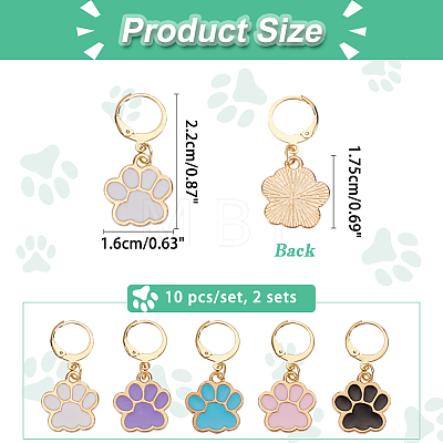 Pet Theme Alloy Enamel Dog Paw Print Charm Locking Stitch Markers HJEW-PH01706-1