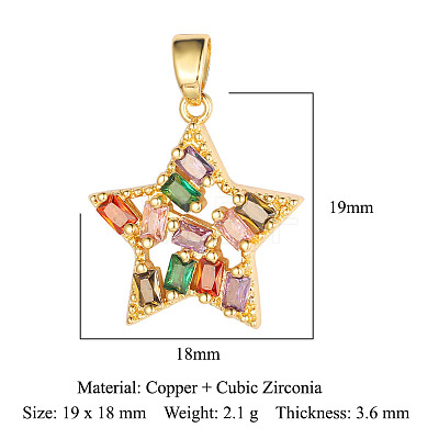 Brass Colorful Cubic Zirconia Pendants ZIRC-OY001-14G-1