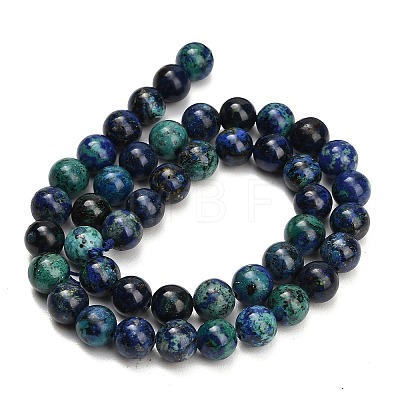 Natural Azurite Beads Strands G-G475-A04-8mm-1