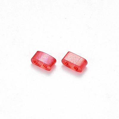 2-Hole Baking Painted Transparent Glass Seed Beads X-SEED-S031-M-254-1