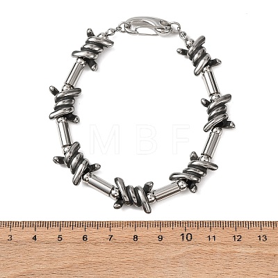 Punk 304 Stainless Steel Barbed Wire Link Chain Bracelets for Women Men BJEW-C148-02AS-1