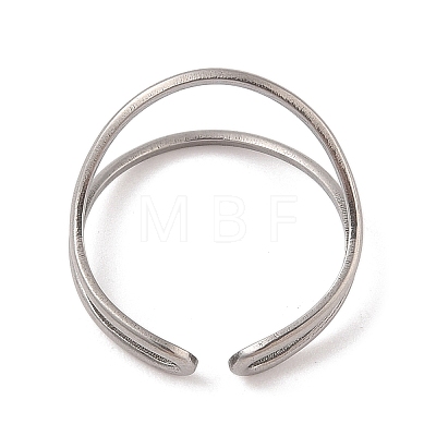 Non-Tarnish 304 Stainless Steel Double Layer Cuff Rings for Women RJEW-G322-01P-1