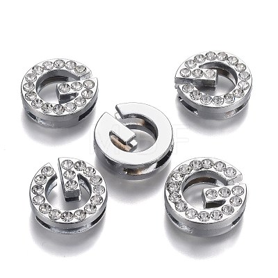 Alloy Letter Slide Charms RB-F034-01G-P-RS-1