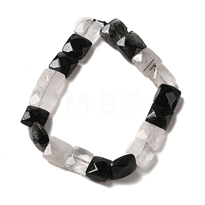 Natural Black Tourmalinated Quartz Beads Strands G-C109-A01-01-1