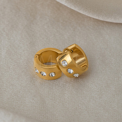 304 Stainless Steel Rhinestone Hoop Earrings for Women BG8206-1-1