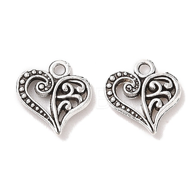 Tibetan Style Filigree Alloy Heart Charms TIBEP-0277-AS-RS-1