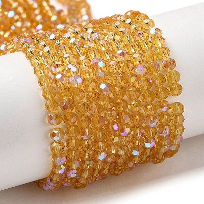 Electroplate Transparent Glass Beads Strands EGLA-A035-T3mm-L17-1