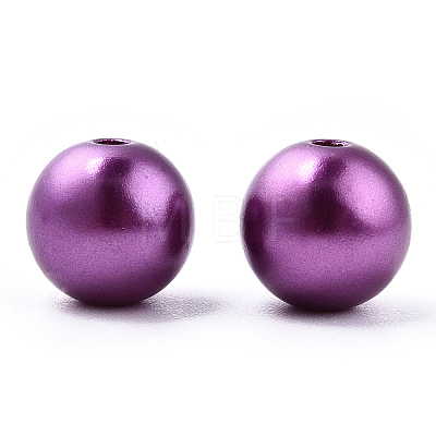 Spray Painted ABS Plastic Imitation Pearl Beads OACR-T015-05B-11-1